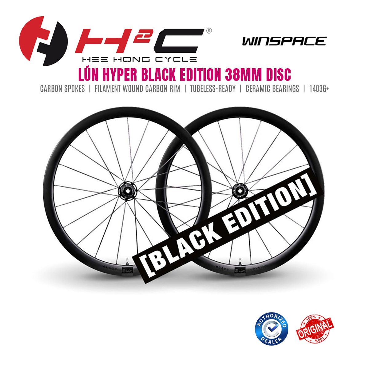 Winspace HYPER 38mm Black Edition DISC & RIM Brake Shimano Carbon